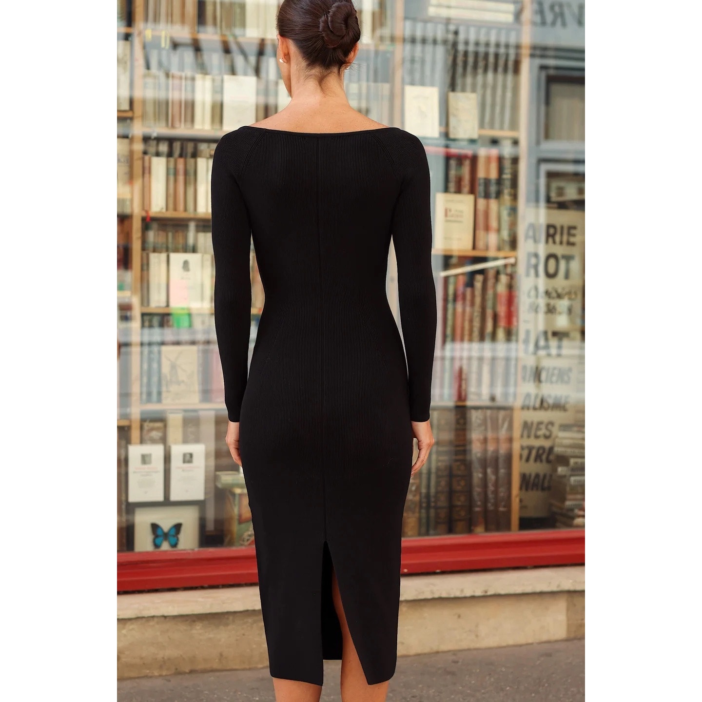 Nwt Gaala Paris Vanessa Knit Midi Dress Black 40 - L — image 2 of 8